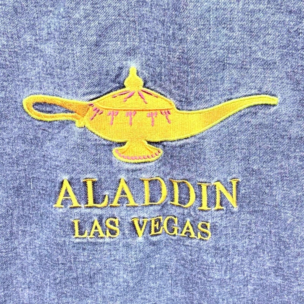 Vintage Aladdin Las‎ Vegas Hotel Casino Denim Jacket XXL Blue Genie Lamp Trucker - Picture 7 of 12